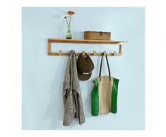 Étagère Porte-Serviette Porte-Manteau Mural en Bambou avec Étagère et 6 Crochets FHK06-N SoBuy®