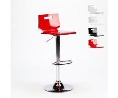 Tabouret haut bar et cuisine en acier chromé SAN JOSE Design | Rouge