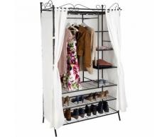 Armoire de Rangement, Meuble Penderie à 7 Compartiments à Rideau + 1 Tringle en Acier 112 cm x 207