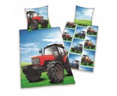 Parure de couette enfant motif Tracteur 100% coton - 1 housse de couette 140x200 cm + 1 taie