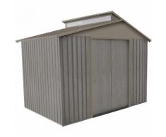 Abri de jardin métal aspect bois vieilli + puit lumière 9384 - 7,25 m² - Chalet et Jardin