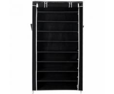 Armoire étagères à chaussures XXL 10 couches avec housse Noir 88 x 28 x 160cm RXJ36H
