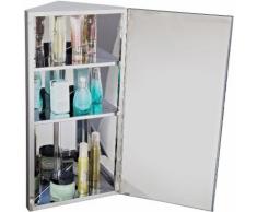 Armoire miroir rangement toilette salle de bain meuble mural d'angle acier inoxydable 60x30x18,4cm