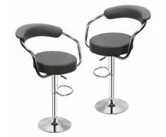 Tabourets de bar de cuisine imitation cuir Chaise réglable en hauteur 55 à 75 cm (Lot de 2, Noir)