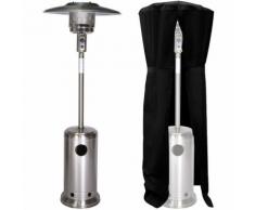 Parasol chauffant OSLO - chauffage d'extérieur gaz 13kW - inox + housse