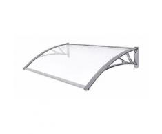 Auvent porte abris de jardin marquise moderne polycarbonate 125 x 75 cm gris et transparent 2012008