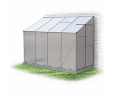 Serre de jardin adossée BUIS en polycarbonate 3m² avec base, 1 lucarne de toit, gouttière,