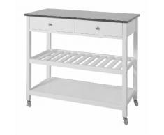 Desserte roulante Chariot de cuisine de 2 étages avec grand plan de travail en Acier Inox SoBuy®