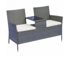 Banc de jardin design contemporain 133L x 63l x 84H cm banc double chaise avec coussins assise +
