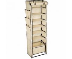 Meuble de Rangement, Armoire à Chaussures, 6 Etagères en Tissu 50 cm x 162 cm x 33 cm Beige