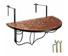 Table de Jardin, Table de Balcon Pliante Suspendue en Mosaïque 76 cm x 65 cm x 57,5 cm Marron Noir