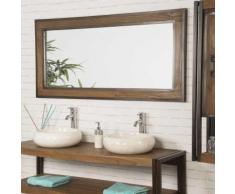 Grand Miroir de salle de bain Elégance teck métal 145x70