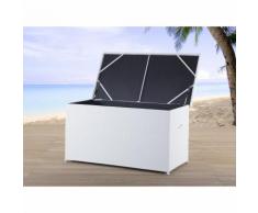 Coffre en rotin blanc - coffre à coussins de jardin - 160 cm - Modena