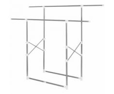Portant à Vêtements, Penderie Mobile, Garde Robe, Valet de Chambre Pliable et Réglable 2 Tringles