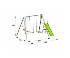 Portique métal avec 1 face à face, 2 balançoires et 1 toboggan - RAPHAEL
