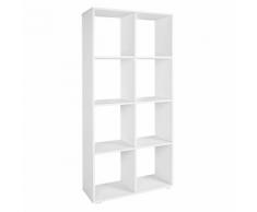 Étagère 8 cases Couleur Blanche Etagère escalier Diviseur de pièce Bibliothèque Meuble Rangement