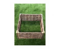 Potager carré en noisetier Tressage Horizontal - dimensions : 70 x 70 x 30 cm