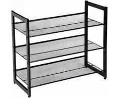 Étagère à Chaussures Métallique 3 Tablettes superposé Angle réglable Montage facile pour 9 paires