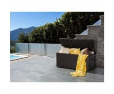 Coffre en rotin marron - coffre à coussins de jardin - 130 cm - Modena