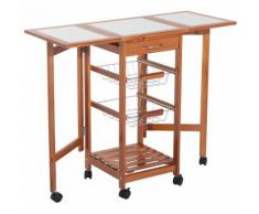 Chariot de service desserte à roulettes pliable multi-rangements tiroir étagère paniers plan