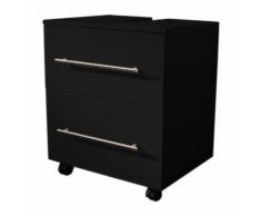 Meuble sous vasque 55 cm avec roulette noir aspect satiné