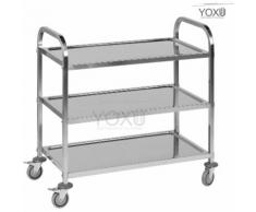 CHARIOT EN ACIER INOXYDABLE SUR ROUES 3 ÉTAGÈRES POUR SERVICE CUISINE MOBILE 85x45x90 cm