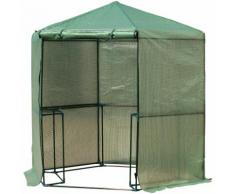 Serre de jardin hexagonale 1,94(diam.) x 2.2H m 5 tablettes acier PE haute densité 140 g/m² anti-UV