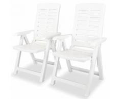 Chaise inclinable de jardin 2 pcs 60x61x108 cm Plastique Blanc