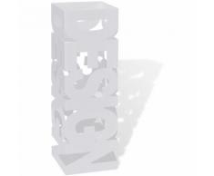Blanc Carré Porte-parapluie Stockage pour cannes bâtons Acier 48,5 cm