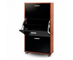 Meuble à chaussures - Armoire étagère à chaussures - Wenge & Noir