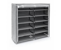 Meuble à chaussures armoire étagère chambre camping 36 paires 114 cm gris