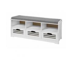 Meuble d'Entrée Banc de Rangement Commode à Chaussure - avec coussin rembourré, 3 compartiments