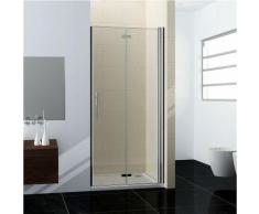 120x195cm porte de douche en niche porte de douche à charnière verre clair trempé sécurit