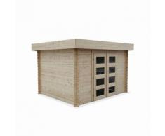 Abri de jardin VIZZAVONA en bois FSC de 8,59m², structure en madriers, sapin séché
