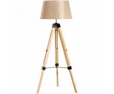 Lampadaire trépied hauteur réglable 65 x 65 x 99-143 cm lampe de sol 40 W bois style nordique