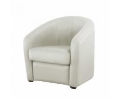 Fauteuil cabriolet en cuir avec coussin écru déhoussable PUNGI