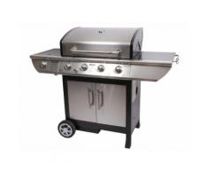 Barbecue à gaz cuve acier sur chariot 4 brûleurs 14kw + p BRISBANE
