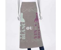 Tablier de cuisine en coton motif vin taupe VIGNERON