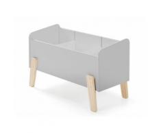 Coffre à jouets en bois laqué sur pieds bois brut L40cm KARIBOU gris