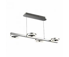 Suspension barre 4 lumières LED en métal chromé longueur 73.5cm Iring gris gris