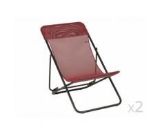 Chilienne multiposition pliante en acier et toile Batyline (lot de 2) MAXI TRANSAT rouge