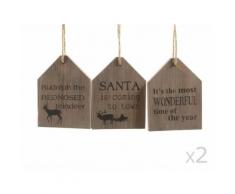 Set de 6 suspensions en bois forme maison 13x17x1cm CAMP