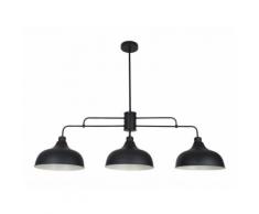 Suspension barre 3 lumières coniques en métal noir hauteur réglable Lincoln noir noir