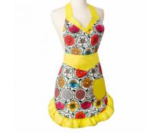 Tablier de cuisine imperméable motif fleuri jaune FRIDA