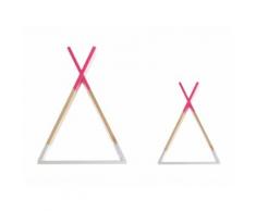 Etagère enfant en bois rose forme tipi (Lot de 2) KIDZ