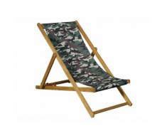 Chilienne de jardin pliante en acacia FSC couleur teck (à l'unité) ARMY marron,vert