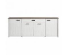 Buffet en bois blanc avec 6 niches, 4 portes et 1 tiroir MARQUIS