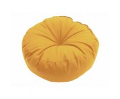 Coussin de sol uni capiton central 100% coton garnissage polyester ROMEO ocre