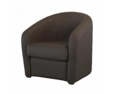 Fauteuil cabriolet en cuir avec coussin chocolat déhoussable PUNGI