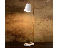 Lampadaire en bois avec abat jour conique en métal blanc hauteur 140cm Cona blanc blanc